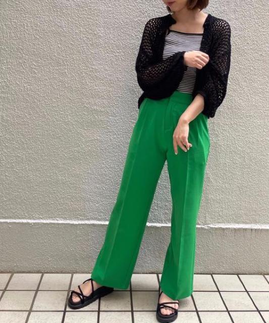 送料無料●スタイルUP!美脚パンツ●センタータックハイウエストパンツ●緑グリーン●M < 女性ファッション  送料無料●スタイルUP!美脚パンツ●センタータックハイウエストパンツ●緑グリーン●M < 女性ファッションの