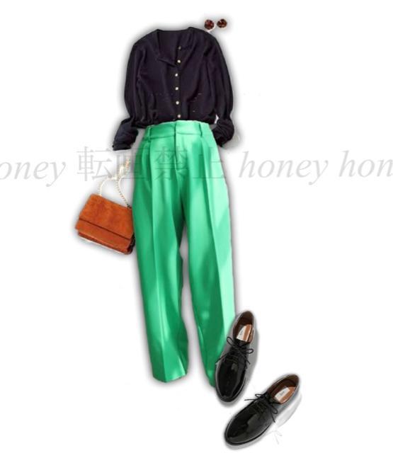 送料無料●スタイルUP!美脚パンツ●センタータックハイウエストパンツ●緑グリーン●M < 女性ファッション  送料無料●スタイルUP!美脚パンツ●センタータックハイウエストパンツ●緑グリーン●M < 女性ファッションの