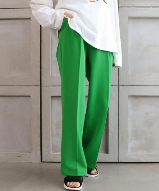 送料無料●スタイルUP!美脚パンツ●センタータックハイウエストパンツ●緑グリーン●M < 女性ファッション  送料無料●スタイルUP!美脚パンツ●センタータックハイウエストパンツ●緑グリーン●M < 女性ファッションの
