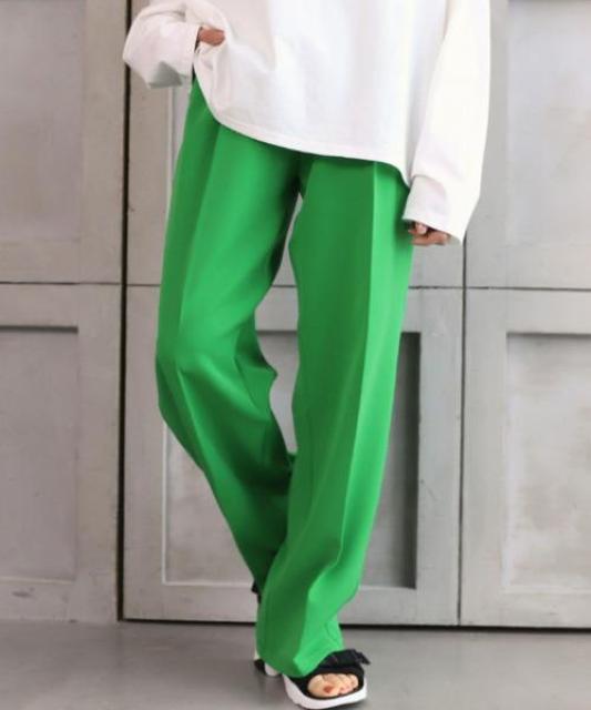 送料無料●スタイルUP!美脚パンツ●センタータックハイウエストパンツ●緑グリーン●M < 女性ファッション  送料無料●スタイルUP!美脚パンツ●センタータックハイウエストパンツ●緑グリーン●M < 女性ファッションの