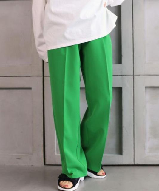 送料無料●スタイルUP!美脚パンツ●センタータックハイウエストパンツ●緑グリーン●M < 女性ファッション  送料無料●スタイルUP!美脚パンツ●センタータックハイウエストパンツ●緑グリーン●M < 女性ファッションの