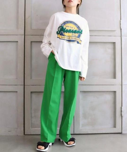 送料無料●スタイルUP!美脚パンツ●センタータックハイウエストパンツ●緑グリーン●M < 女性ファッション  送料無料●スタイルUP!美脚パンツ●センタータックハイウエストパンツ●緑グリーン●M < 女性ファッションの