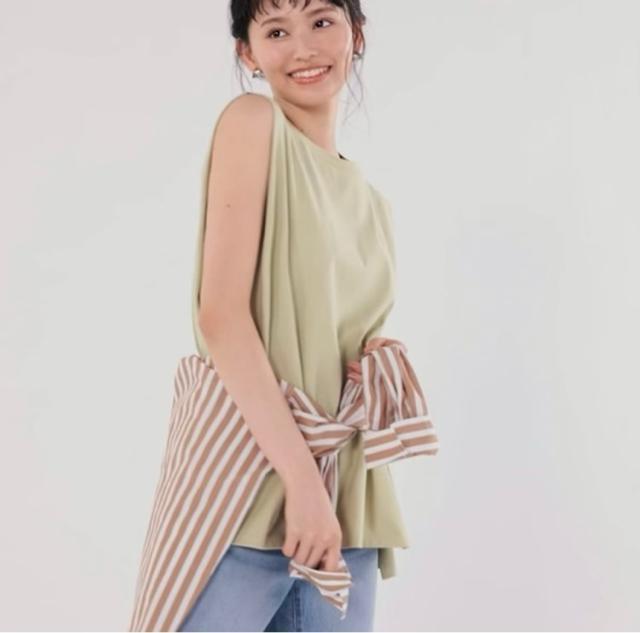 即完売品●気になる二の腕も細魅せ●ショルダータックチュニックT●ノースリーブ●ベージュ●S < ブランド 即完売品●気になる二の腕も細魅せ●ショルダータックチュニックT●ノースリーブ●ベージュ●S < ブランドの