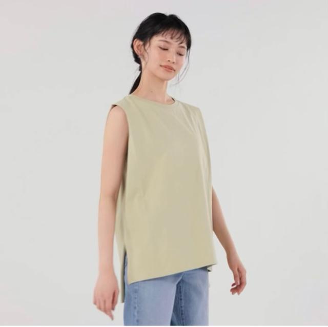 即完売品●気になる二の腕も細魅せ●ショルダータックチュニックT●ノースリーブ●ベージュ●S < ブランド 即完売品●気になる二の腕も細魅せ●ショルダータックチュニックT●ノースリーブ●ベージュ●S < ブランドの