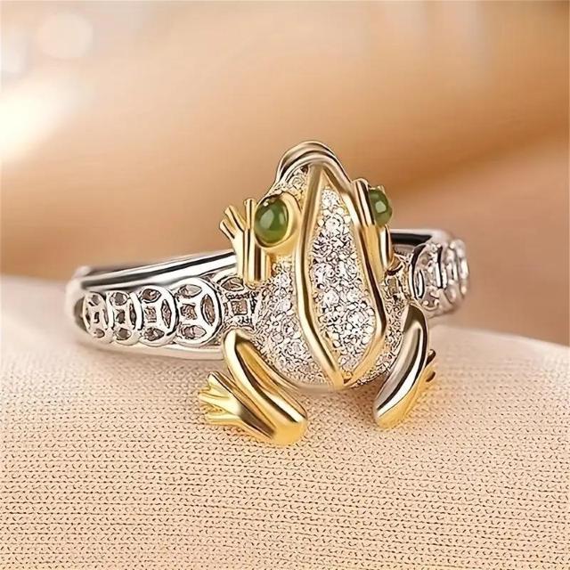 超お買得490円★ ボーホー チック 2トーン ゴールデン ヒキガエル リング ラインストーン付きUSAサイズ6号日本サイズ11号 < 女性アクセサリー/時計  超お買得490円★ ボーホー チック 2トーン ゴールデン ヒキガエル リング ラインストーン付きUSAサイズ6号日本サイズ11号 < 女性アクセサリー/時計の