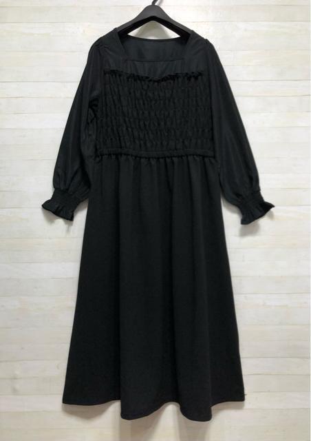 新品☆L♪黒♪異素材ドッキング♪フェミニン可愛いロングワンピース♪☆Q375 < 女性ファッション 新品☆L♪黒♪異素材ドッキング♪フェミニン可愛いロングワンピース♪☆Q375 < 女性ファッションの