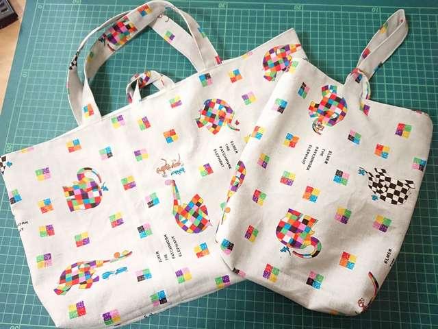 ハンドメイド 手提げバック靴袋セット < キッズ/ベビー  ハンドメイド 手提げバック靴袋セット  < キッズ/ベビーの