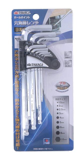 六角棒レンチ TAKAGI ボールポイント 9本組 < 自動車/バイク 六角棒レンチ TAKAGI ボールポイント 9本組 < 自動車/バイク