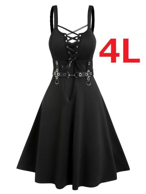 新品大きいサイズ4L ゴシックベルトドレスワンピース < 女性ファッション  新品大きいサイズ4L ゴシックベルトドレスワンピース  < 女性ファッションの