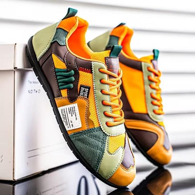 超お買い得2690円★軽量スニーカー メンズ 軽量通気性スニーカー | オールシーズン対応 26.5cm グリーンオレンジ < 男性ファッション 超お買い得2690円★軽量スニーカー メンズ 軽量通気性スニーカー | オールシーズン対応 26.5cm グリーンオレンジ < 男性ファッションの