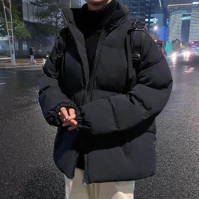 ダウンジャケット メンズ 防寒 立襟 中綿 暖かい ブルゾン 厚手 ブラック < 男性ファッション ダウンジャケット メンズ 防寒 立襟 中綿 暖かい ブルゾン 厚手 ブラック < 男性ファッションの