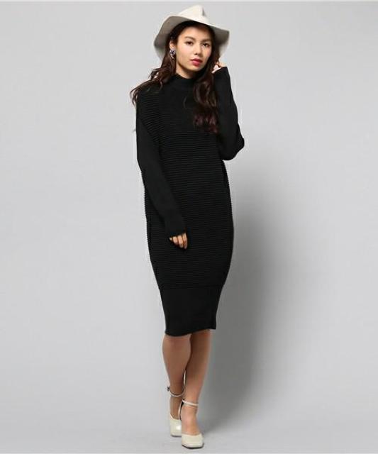 ☆アズールバイマウジーハイネックニットコクーンワンピ☆BK新品タグ無しS〜M < 女性ファッション  ☆アズールバイマウジーハイネックニットコクーンワンピ☆BK新品タグ無しS〜M  < 女性ファッションの