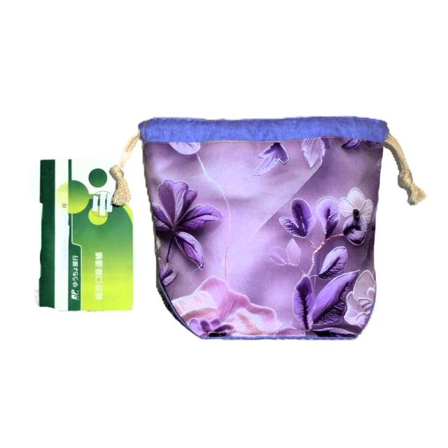 【底マチ幅が広い巾着】◆紫の花クレマチス×紫グラデーション×紫無地◆裏地あり巾着 < 女性ファッション 【底マチ幅が広い巾着】◆紫の花クレマチス×紫グラデーション×紫無地◆裏地あり巾着 < 女性ファッションの