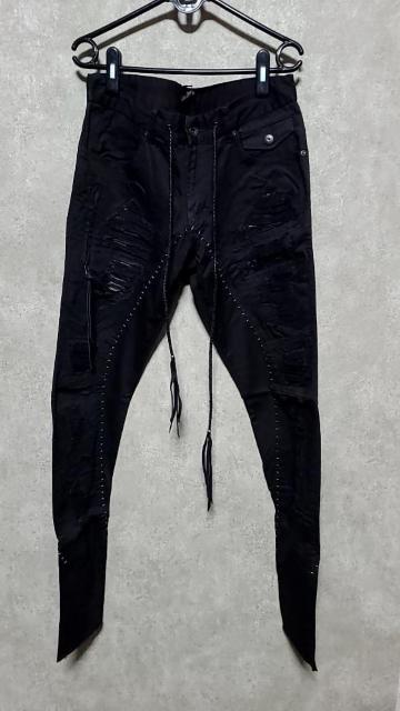 新品KMRiiケムリ スネーク&ゴートレザー Crush skinny Twill Pants 2 < ブランド  新品KMRiiケムリ スネーク&ゴートレザー Crush skinny Twill Pants 2 < ブランドの