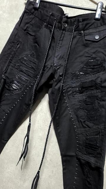 新品KMRiiケムリ スネーク&ゴートレザー Crush skinny Twill Pants 2 < ブランド  新品KMRiiケムリ スネーク&ゴートレザー Crush skinny Twill Pants 2 < ブランドの