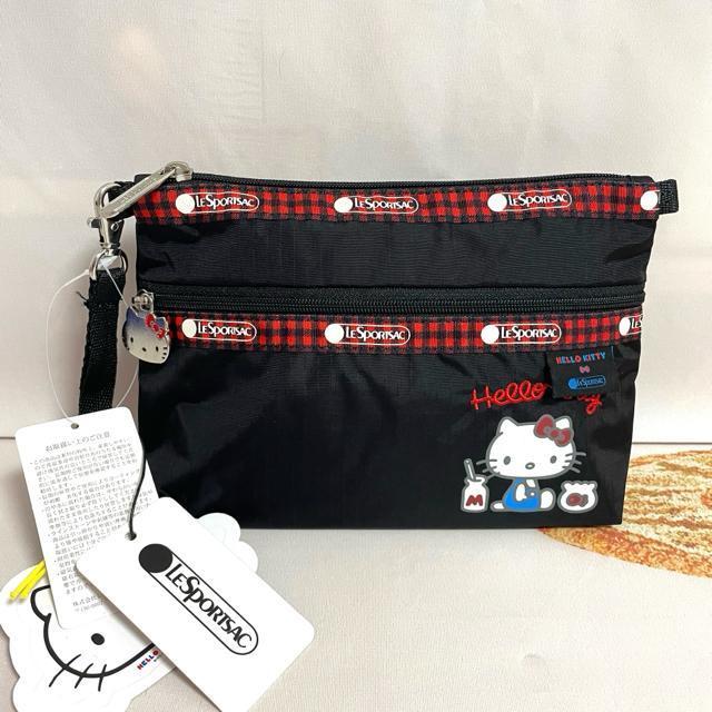 ★新品★LeSportsac レスポートサック ハローキティー 黒色 化粧ポーチ  2つ収納 ポーチ 7105 送料無料 < 女性ファッション  ★新品★LeSportsac レスポートサック ハローキティー 黒色 化粧ポーチ  2つ収納 ポーチ 7105 送料無料  < 女性ファッションの