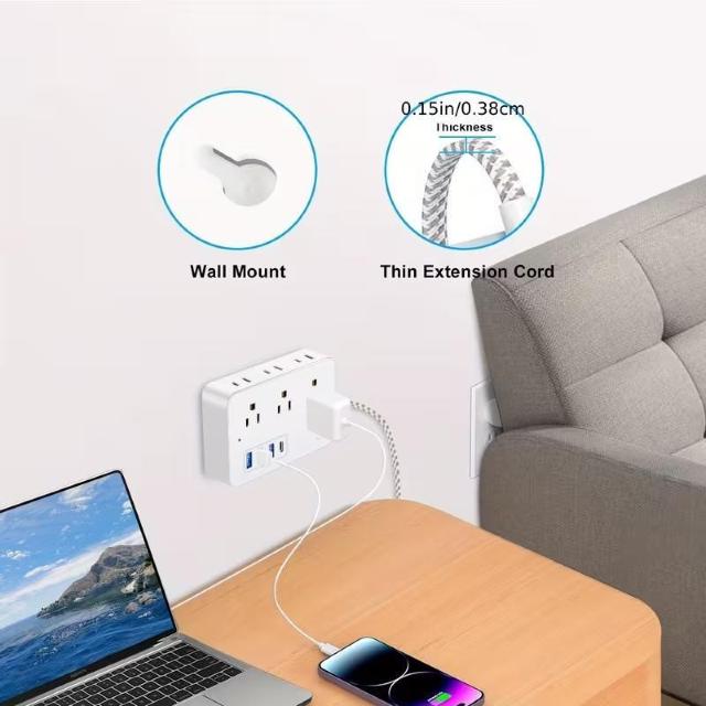 �����X1990�~���}���`�d���X�g���b�v�T�[�W�v���e�N�^�[�A���������P�[�u���A3USB�[�d�|�[�g�A6AC�R���Z���g�A1��TYPE C �� �Ɠd/AV�� 