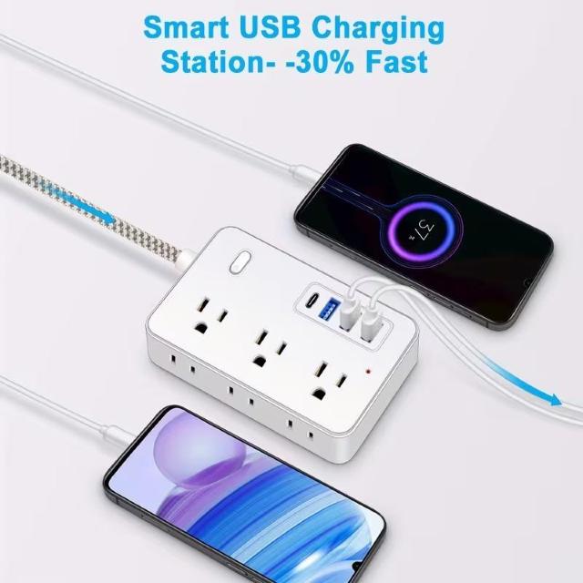 �����X1990�~���}���`�d���X�g���b�v�T�[�W�v���e�N�^�[�A���������P�[�u���A3USB�[�d�|�[�g�A6AC�R���Z���g�A1��TYPE C �� �Ɠd/AV�� 