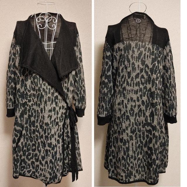 DIESEL XL■黒 レオパード柄★アルパカ 薄手 ロングカーディガン ニット コート ガウン ディーゼル ヒョウ柄 アニマル柄 < ブランド DIESEL XL■黒 レオパード柄★アルパカ 薄手 ロングカーディガン ニット コート ガウン ディーゼル ヒョウ柄 アニマル柄 < ブランドの