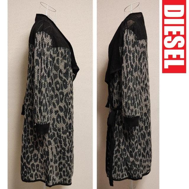 DIESEL XL■黒 レオパード柄★アルパカ 薄手 ロングカーディガン ニット コート ガウン ディーゼル ヒョウ柄 アニマル柄 < ブランド DIESEL XL■黒 レオパード柄★アルパカ 薄手 ロングカーディガン ニット コート ガウン ディーゼル ヒョウ柄 アニマル柄 < ブランドの