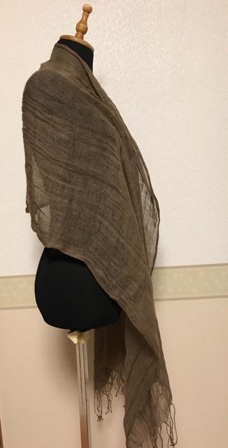 JAYRO ストール 麻100% 茶 < 女性ファッション  JAYRO ストール 麻100% 茶 < 女性ファッションの