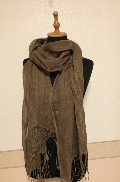 JAYRO ストール 麻100% 茶 < 女性ファッション  JAYRO ストール 麻100% 茶 < 女性ファッションの