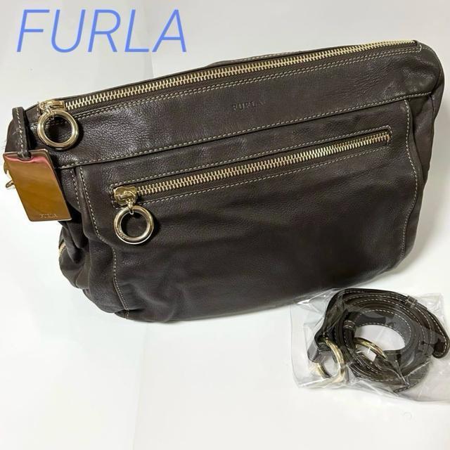 美品 FURLA フルラ 2WAY レザー ショルダー バッグ ブラウン < ブランド 美品 FURLA フルラ 2WAY レザー ショルダー バッグ ブラウン < ブランドの