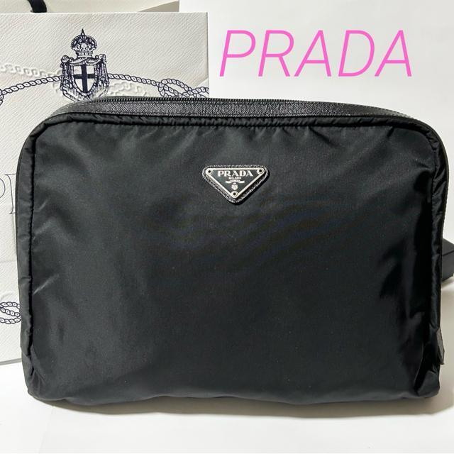 PRADA プラダ ナイロン サフィアーノ レザー ポーチ クラッチ バッグ ブラック シルバー金具 < ブランド PRADA プラダ ナイロン サフィアーノ レザー ポーチ クラッチ バッグ ブラック シルバー金具 < ブランドの