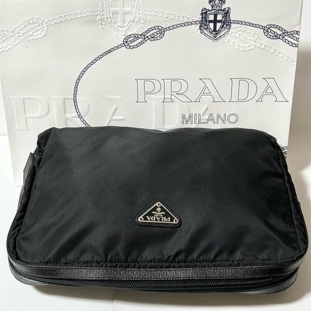 PRADA プラダ ナイロン サフィアーノ レザー ポーチ クラッチ バッグ ブラック シルバー金具 < ブランド PRADA プラダ ナイロン サフィアーノ レザー ポーチ クラッチ バッグ ブラック シルバー金具 < ブランドの