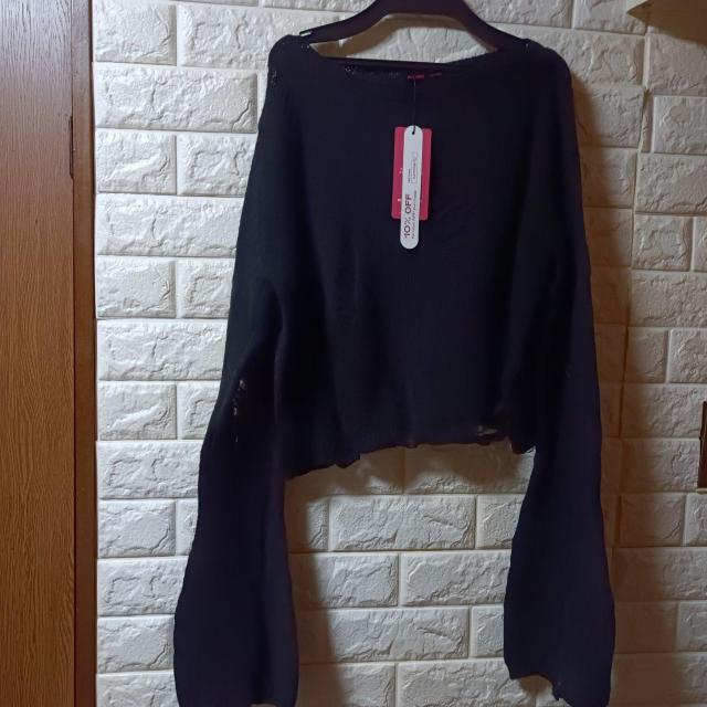 ROMWE★新品★ロングベルスリーブダメージニット/M < 女性ファッション  ROMWE★新品★ロングベルスリーブダメージニット/M < 女性ファッションの