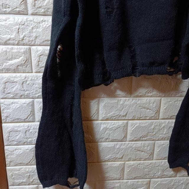 ROMWE★新品★ロングベルスリーブダメージニット/M < 女性ファッション  ROMWE★新品★ロングベルスリーブダメージニット/M < 女性ファッションの