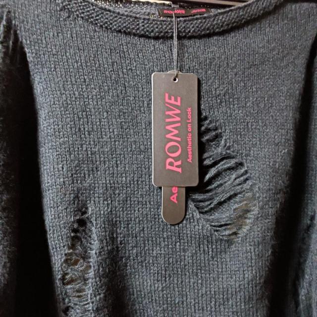 ROMWE★新品★ロングベルスリーブダメージニット/M < 女性ファッション  ROMWE★新品★ロングベルスリーブダメージニット/M < 女性ファッションの