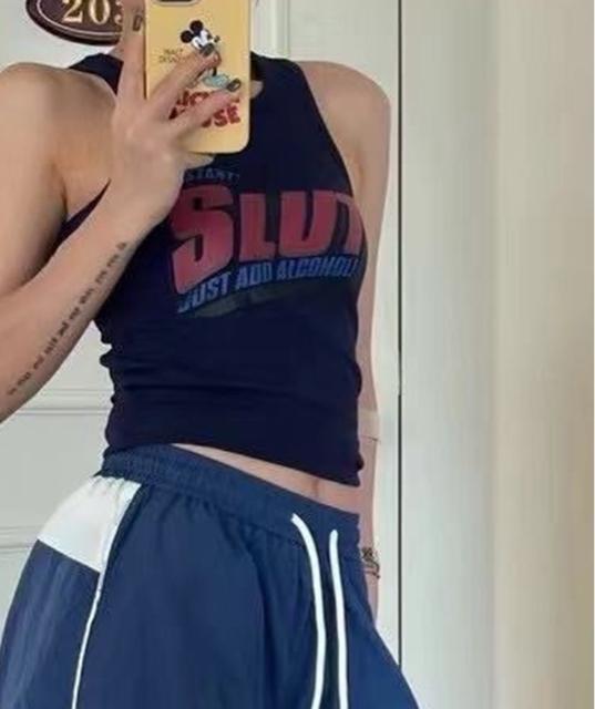 スッキリ細見え【新品】アメスリリブタンクトップ●紺 ネイビー●F フリー●韓国ファッション ストリート < 女性ファッション スッキリ細見え【新品】アメスリリブタンクトップ●紺 ネイビー●F フリー●韓国ファッション ストリート < 女性ファッションの