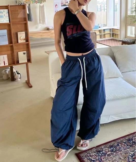 スッキリ細見え【新品】アメスリリブタンクトップ●紺 ネイビー●F フリー●韓国ファッション ストリート < 女性ファッション スッキリ細見え【新品】アメスリリブタンクトップ●紺 ネイビー●F フリー●韓国ファッション ストリート < 女性ファッションの