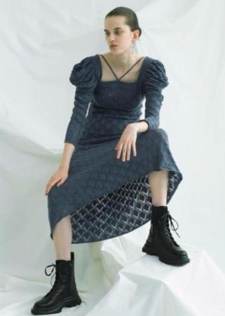 SNIDEL★スナイデル Sustainableクロシェパフスリニットワンピース ネイビー FREE ワンピース ロングワンピース < 女性ファッション SNIDEL★スナイデル Sustainableクロシェパフスリニットワンピース ネイビー FREE ワンピース ロングワンピース < 女性ファッションの