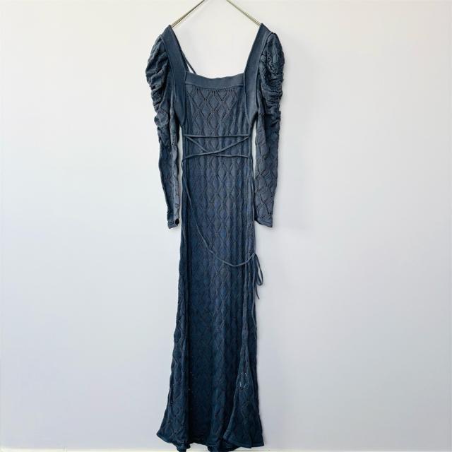 SNIDEL★スナイデル Sustainableクロシェパフスリニットワンピース ネイビー FREE ワンピース ロングワンピース < 女性ファッション SNIDEL★スナイデル Sustainableクロシェパフスリニットワンピース ネイビー FREE ワンピース ロングワンピース < 女性ファッションの