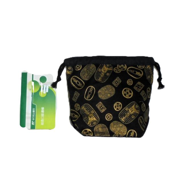 【底マチ幅が広い巾着】◆金色小判・天保通貨×黒地◆裏地あり巾着 < 女性ファッション 【底マチ幅が広い巾着】◆金色小判・天保通貨×黒地◆裏地あり巾着 < 女性ファッションの