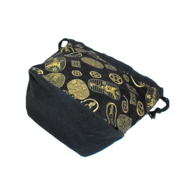 【底マチ幅が広い巾着】◆金色小判・天保通貨×黒地◆裏地あり巾着 < 女性ファッション 【底マチ幅が広い巾着】◆金色小判・天保通貨×黒地◆裏地あり巾着 < 女性ファッションの