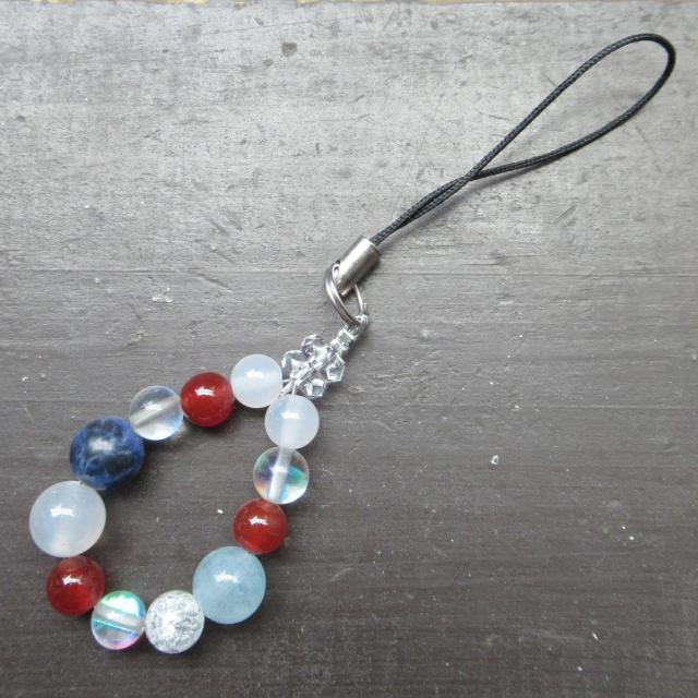 アクアマリンxカルセドニーxソーダライトストラップ < 家電/AV アクアマリンxカルセドニーxソーダライトストラップ < 家電/AVの