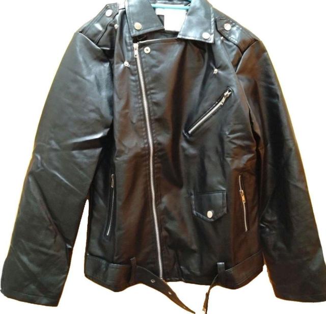 サイズL 合皮 ライダースジャケット 黒 レザージャケット < 男性ファッション  サイズL 合皮 ライダースジャケット 黒 レザージャケット < 男性ファッションの