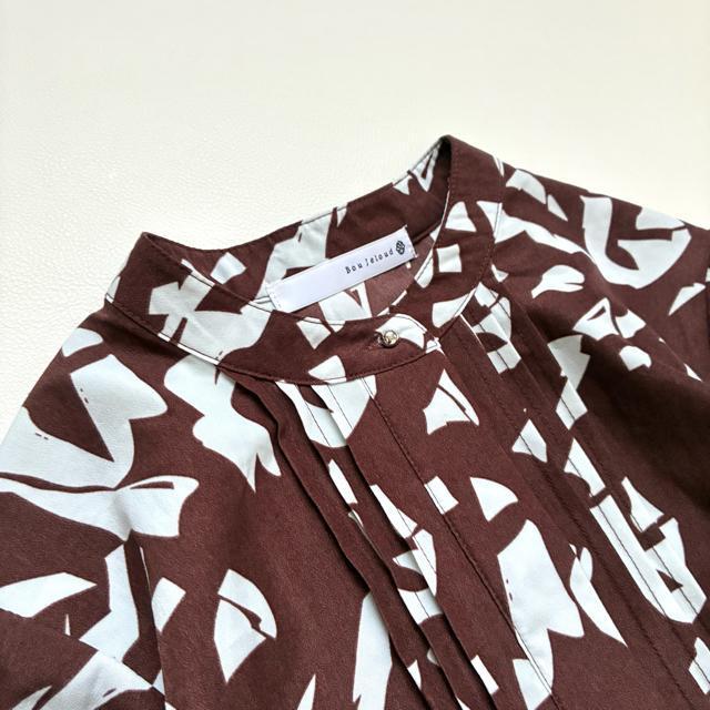 ◆美品◆ブージュルード◆大きいサイズ感◆総柄マキシワンピース◆五分袖◆ブラウン◆ < ブランド  ◆美品◆ブージュルード◆大きいサイズ感◆総柄マキシワンピース◆五分袖◆ブラウン◆ < ブランドの