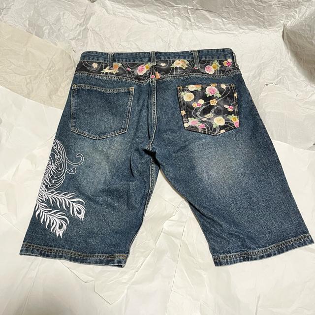 【Dominate / ドミネイト】 刺繍 / デニム ハーフパンツ W97 < 男性ファッション  【Dominate / ドミネイト】 刺繍 / デニム ハーフパンツ W97 < 男性ファッションの