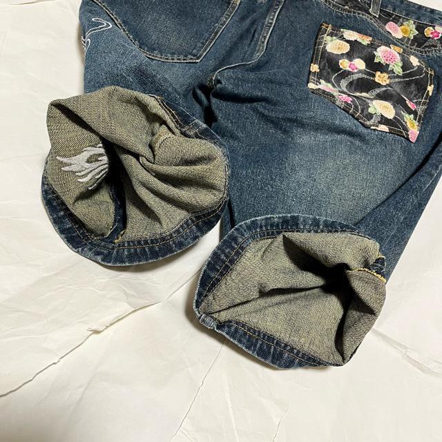 【Dominate / ドミネイト】 刺繍 / デニム ハーフパンツ W97 < 男性ファッション  【Dominate / ドミネイト】 刺繍 / デニム ハーフパンツ W97 < 男性ファッションの