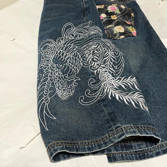 【Dominate / ドミネイト】 刺繍 / デニム ハーフパンツ W97 < 男性ファッション  【Dominate / ドミネイト】 刺繍 / デニム ハーフパンツ W97 < 男性ファッションの