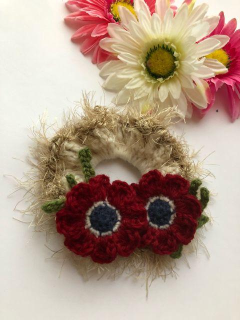 ハンドメイド  シュシュ 真っ赤なアネモネふたつ♪ ガーリー 赤 < 女性ファッション  ハンドメイド  シュシュ 真っ赤なアネモネふたつ♪ ガーリー 赤 < 女性ファッションの