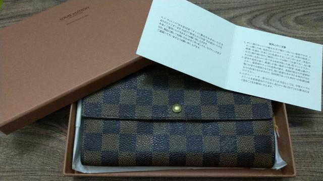 美品国内正規品ダミエ柄二折り長財布エベヌポシェット ポルトモネ カルトクレディ < ブランド 美品国内正規品ダミエ柄二折り長財布エベヌポシェット ポルトモネ カルトクレディ < ブランドの