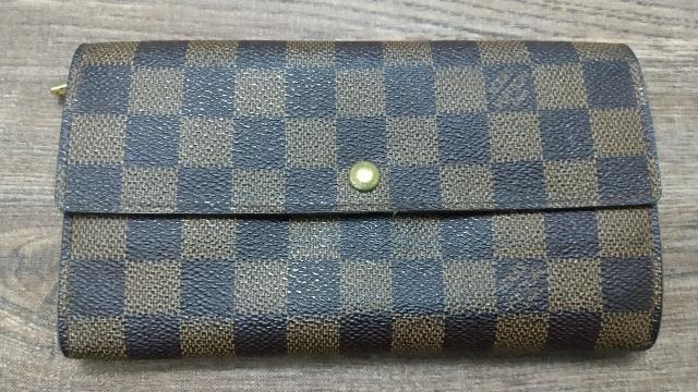 美品国内正規品ダミエ柄二折り長財布エベヌポシェット ポルトモネ カルトクレディ < ブランド 美品国内正規品ダミエ柄二折り長財布エベヌポシェット ポルトモネ カルトクレディ < ブランドの