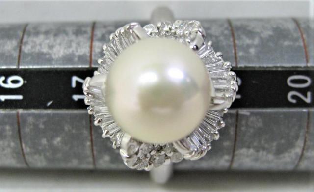 Pt900プラチナ リング指輪 パール9.8mm アコヤ真珠 ダイヤ0.91ct < 女性アクセサリー/時計  Pt900プラチナ リング指輪 パール9.8mm アコヤ真珠 ダイヤ0.91ct < 女性アクセサリー/時計の