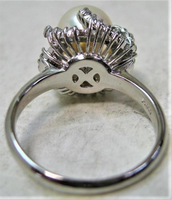 Pt900プラチナ リング指輪 パール9.8mm アコヤ真珠 ダイヤ0.91ct < 女性アクセサリー/時計  Pt900プラチナ リング指輪 パール9.8mm アコヤ真珠 ダイヤ0.91ct < 女性アクセサリー/時計の