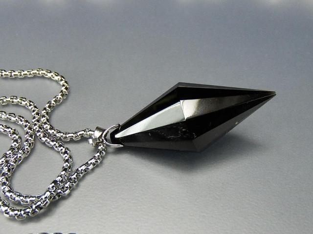 ブラックオブシディアンカットペンダントステンレスネックレス天然石魔除け < 男性アクセサリー/時計  ブラックオブシディアンカットペンダントステンレスネックレス天然石魔除け < 男性アクセサリー/時計の